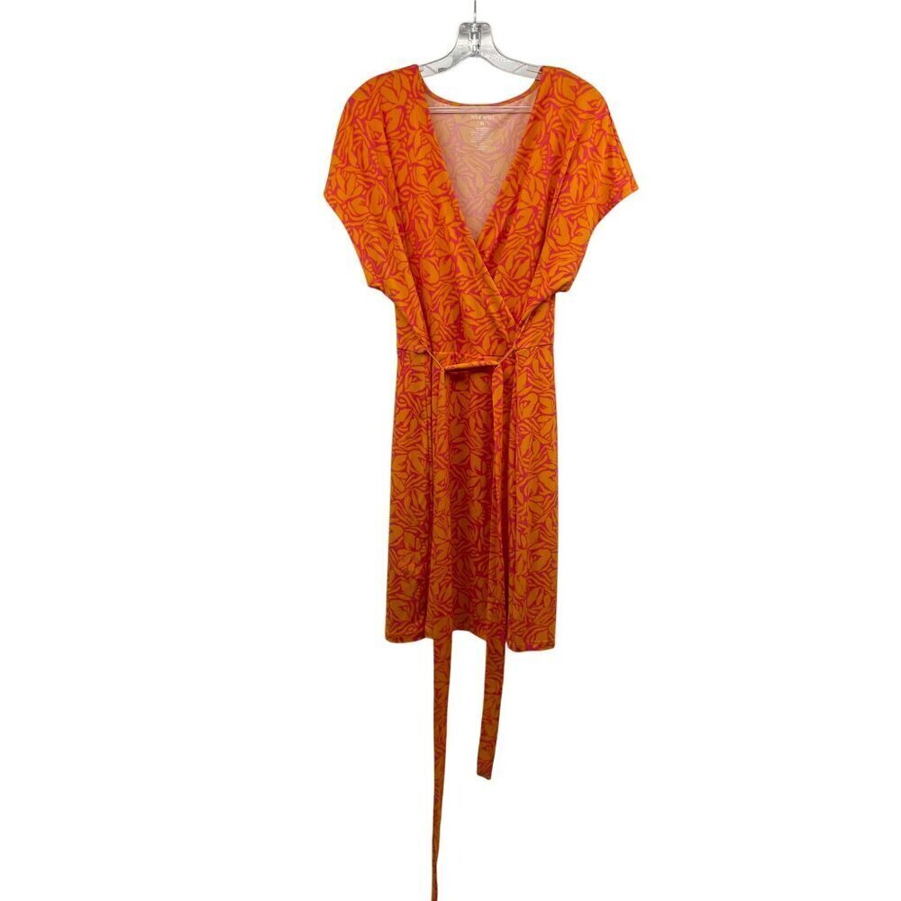 Nine West Womens A-Line Dress Belted Short Sleeve V-Neck Size XL